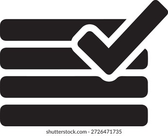 Black checkmark symbol on a white background with rounded lines
