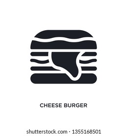 black cheese burger isolated vector icon. simple element illustration from hotel and restaurant concept vector icons. cheese burger editable logo symbol design on white background. can be use for