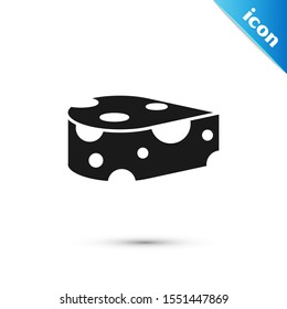 Black Cheese icon isolated on white background.  Vector Illustration
