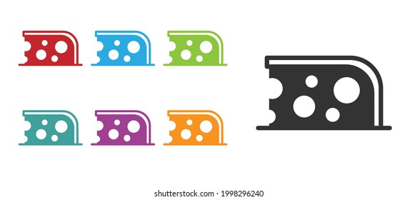 Black Cheese icon isolated on white background. Set icons colorful. Vector