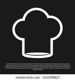 Black Chef hat icon isolated on black background. Cooking symbol. Cooks hat.  Vector Illustration