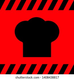 Black chef hat on red background, vector illustration for design.