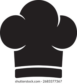 Black Chef Hat Silhouette Icon Illustration Isolated on White Background for Restaurant Cafe Bakery and Cooking Logo Design