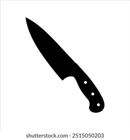 Diseño de Ilustración vectorial de silueta de cuchillo de chef negro sobre fondo blanco.