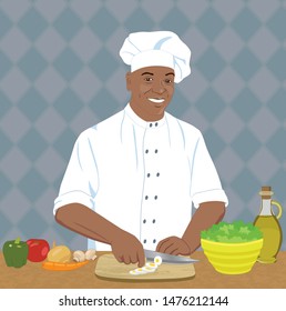 Black Chef Making A Salad	