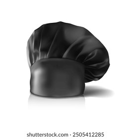 Black chef's hat on a white background. Vector illustration.