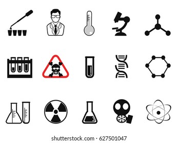 black chemistry icons set