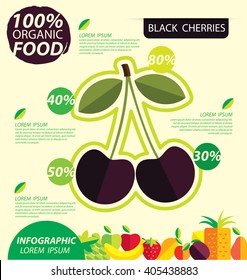 Black cherry. Infographic template. vector illustration.