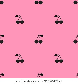 cereza negra sobre fondo rosado texturado patrón transparente para caja de regalo de envoltura , Patrón para mantel, funda de edredón, manta u otra impresión textil.