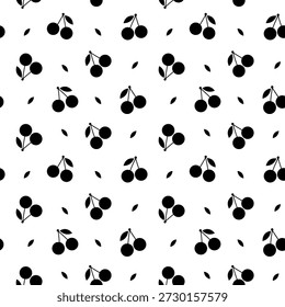 Black Cherry Silhouette Seamless Pattern