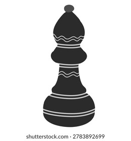 black chess bishop piece with stylized pattern line design