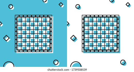 Black Chess board icon isolated on blue and white background. Ancient Intellectual board game. Random dynamic shapes. Vector Illustration