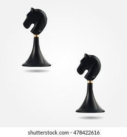 Black chess figure knight low and high resolution triangle mesh realistic vector eps10