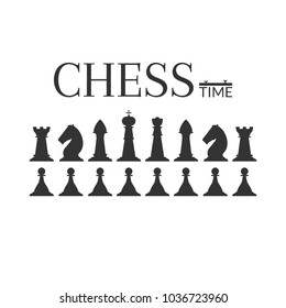Black chess figures icons isolated on white background