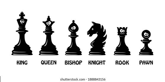 Black chess with funny emoticons.