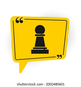 Black Chess icon isolated on white background. Business strategy. Game, management, finance. Yellow speech bubble symbol. Vector