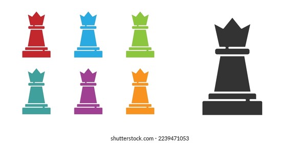 Black Chess icon isolated on white background. Business strategy. Game, management, finance. Set icons colorful. Vector