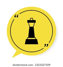 Black Chess icon isolated on white background. Business strategy. Game, management, finance. Yellow speech bubble symbol. Vector