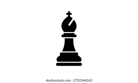 A black chess king icon on white background
