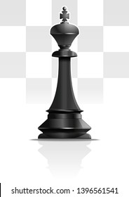 Black Chess King. Chess piece. Chess king against the background of a chessboard. Vector illustration