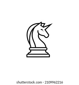 Black Chess Knight Horse Pegasus Unicorn line art logo design vector