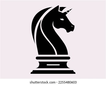 Black Schach Ritter Horse Pegasus Unicorn Silhouette Logo-Design-Vektorgrafik.