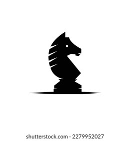 Black Chess Knight Horse Pegasus Unicorn silhouette logo design vector