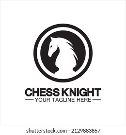 Black Chess Knight Horse silhouette logo design vector template