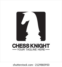 Black Chess Knight Horse silhouette logo design vector template