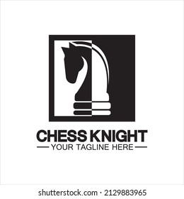 Black Chess Knight Horse silhouette logo design vector template