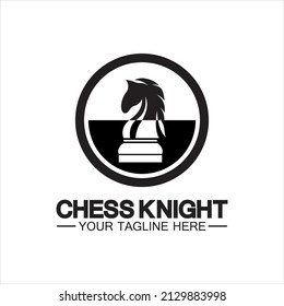 Black Chess Knight Horse silhouette logo design vector template