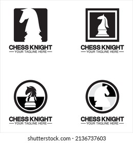 Black Chess Knight Horse silhouette logo design vector template