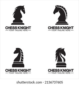 Black Chess Knight Horse silhouette logo design vector template