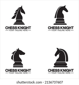 Black Chess Knight Horse silhouette logo design vector template