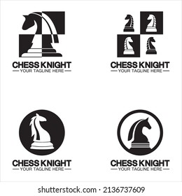 Black Chess Knight Horse silhouette logo design vector template