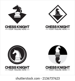 Black Chess Knight Horse silhouette logo design vector template