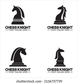 Black Chess Knight Horse silhouette logo design vector template