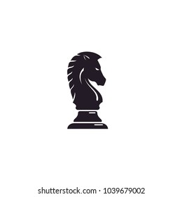 Black Chess Knight Horse Stallion silhouette logo design 
