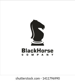 Black Chess Knight Horse Stallion silhouette logo design
