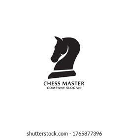 Black Chess Knight Horse Stallion silhouette logo design inspiration