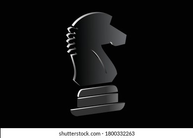 Black Chess Knight Horse Stallion silhouette logo design	