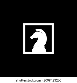 Black chess knight horse stallion silhouette logo 