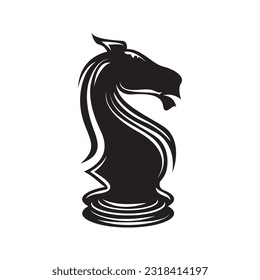 Black Chess Knight Horse Stallion Statue Sculpture silhouette logo design