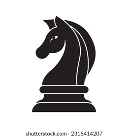 Black Chess Knight Horse Stallion Statue Sculpture silhouette logo design