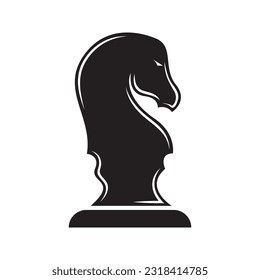Black Chess Knight Horse Stallion Statue Sculpture silhouette logo design