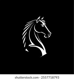 Black Chess Knight Horse Stallion silhouette logo design