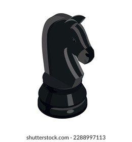 Black chess knight isometric icon vector illustration