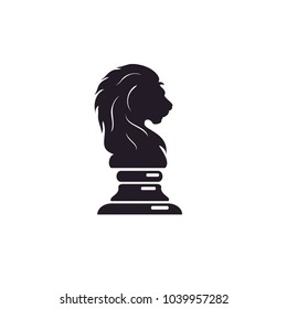 Black Chess Knight Lion Horse silhouette logo design 