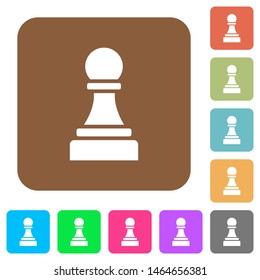 Black chess pawn flat icons on rounded square vivid color backgrounds.