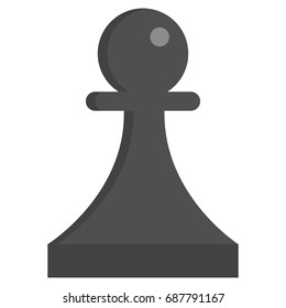 Black Chess pawn icon, vector illustration flat style design isolated on white. Colorful graphics